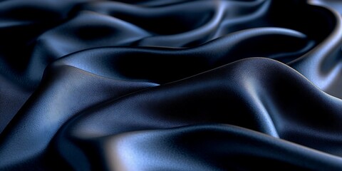 Obraz premium Closeup of dark blue silk fabric folds