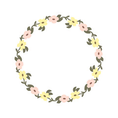 Floral wreath frame for wedding invitations and decorative design