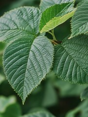 High-resolution photo of a green plant leaf with textured surface and veins.