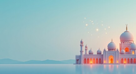 Ramadan Eid Mosque Islamic Architecture. Festive background for greetings, banners, posters. Celebrate culture & religion.