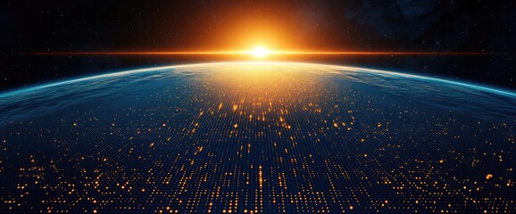 Global Network: Sunrise Over Earth's Digital Dawn