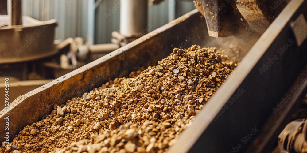 Poster Crushing process of graphite ore in mining operation. Generative AI
