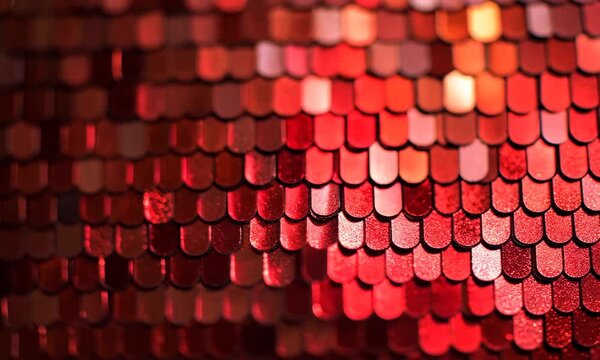 This striking close-up features a shimmering red sequin texture, reflecting light beautifully and creating an eye-catching backdrop for design projects and artistic expressions.