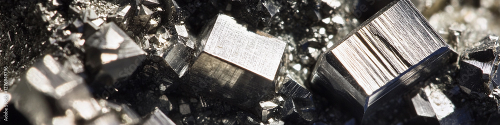 Aufkleber Close-up view of neodymium mineral displaying unique structures. Generative AI