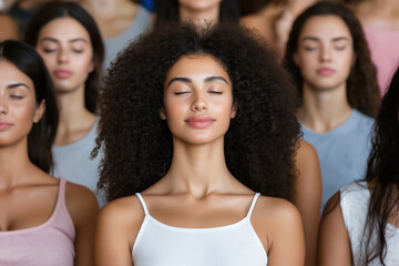 Obraz premium Group of women practicing mindfulness and meditation in a serene setting during daytime