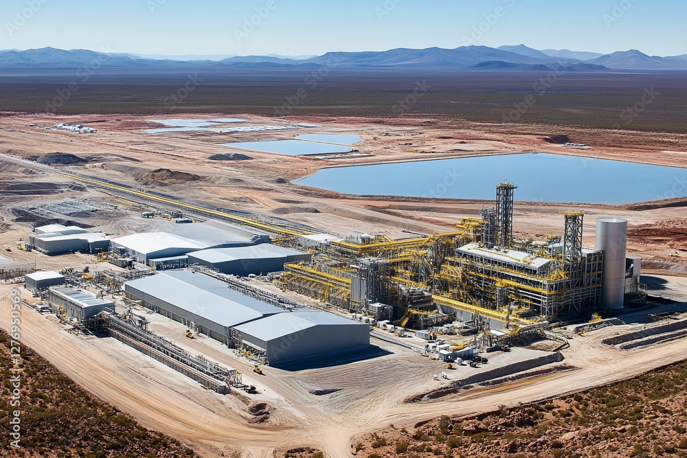Poster lithium mining facility boosts renewable energy initiatives. generative ai