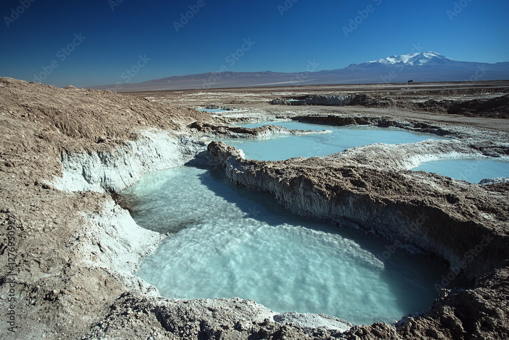 Aufkleber Lithium extraction in the Atacama Desert under clear skies. Generative AI
