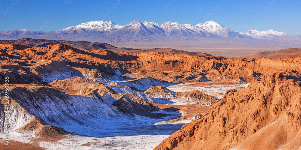 Poster lithium extraction fields in atacama desert during sunrise. generative ai