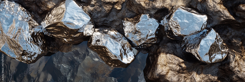 Poster lithium texture concept showcasing reflective raw stones. generative ai