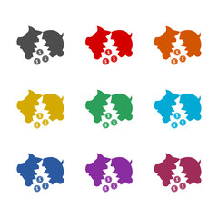 Broken piggy bank icon isolated on white background. Set icons colorful