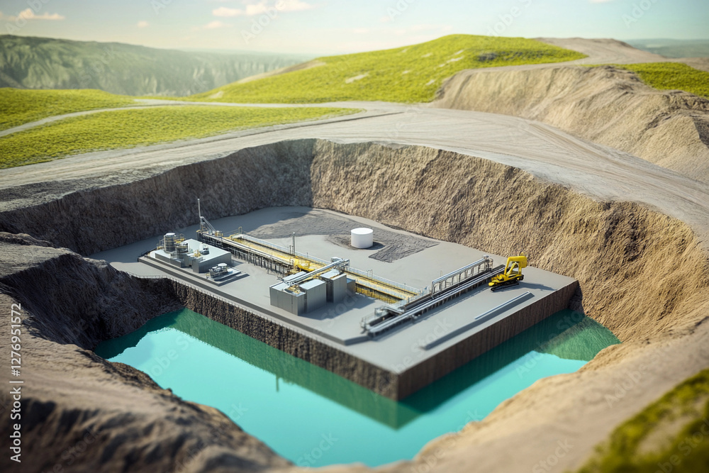 Poster Mining operation for lithium nickel cobalt in remote location. Generative AI