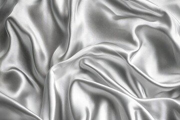 Obraz premium Elegant Silver Silk Texture with Wavy Folds and Luminous Shimmer