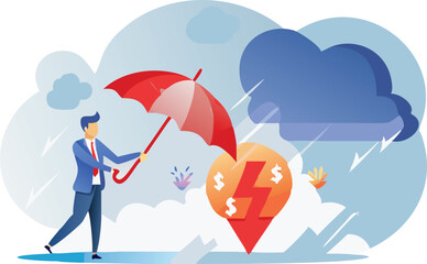 Business Struggles Concept: Woman Carrying Coins Amidst Falling Market Trends