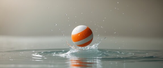 Orange and White Ball Splashing in Water