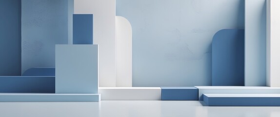 Blue white abstract geometric background