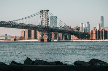 New York, USA:  Manhattan Bridge against the skyline