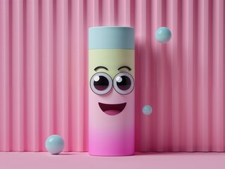 Fun pastel tube mockup with googly eyes on pink corrugate for sale promotion