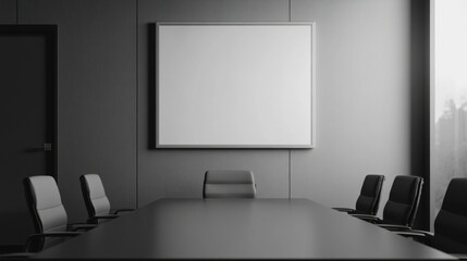 Clean and modern office space with whiteboards, presentation area, meeting tables and chairs.