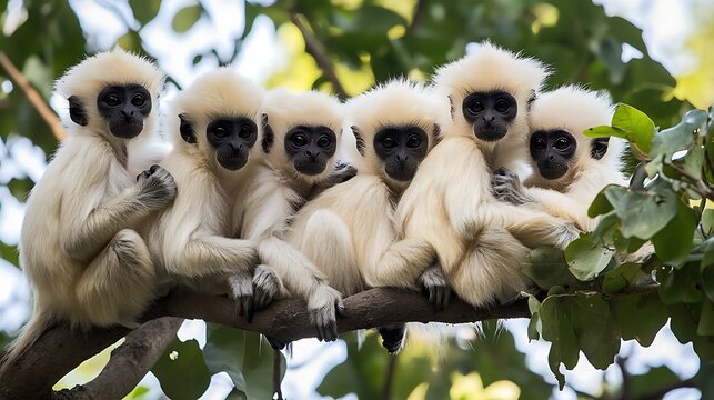  A group of monkeys grooming each other  - Powered by Adobe