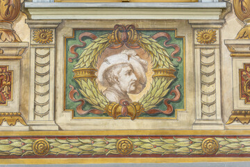 Painted facade of an old house in the old town of Konstanz, Constance, Germany	
