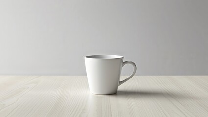 Obraz premium Stylish White Coffee Cup Mockup on a Smooth Wood Table