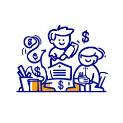 Business persons with dollar sign at workplace. Money growth. Design for web and print