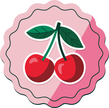 cherry food sticker cute pink,