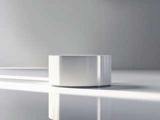 Clean White Podium on Reflective Surface