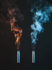Dual Smoking Cigarettes: A Vivid Contrast of Smoke