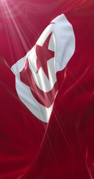 Flag of Tunisia. 4K Vertical. Loop