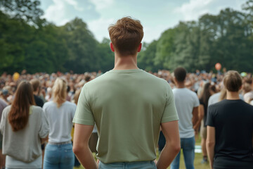 Naklejka premium Crowd gathering in a park during a peaceful demonstration for social change