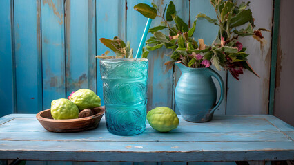 still life with a glass of lemonade