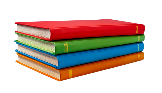 colored study books isolated on transparent background