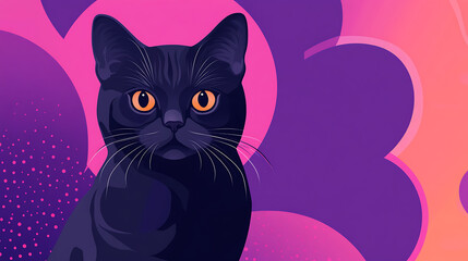 Beautiful cat sitting against an abstract background.