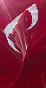 Flag of Turkey. 4K Vertical. Loop