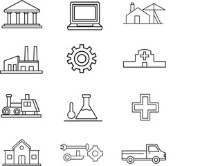Industry and Infrastructure Icons set.