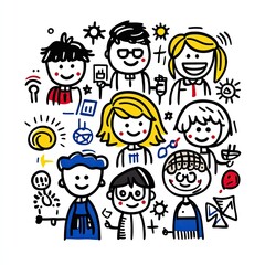 Diverse group of students learning science in class, doing experiments. Use for education