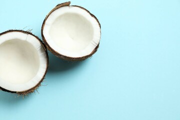 Coconut on color background