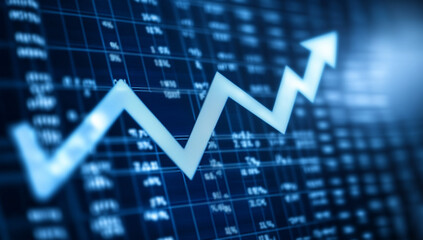 Rising Financial Graph with Stock Market Data Background