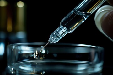 Surgeon Preparing Saline Implant with Sterile Syringe for Medical Procedure
