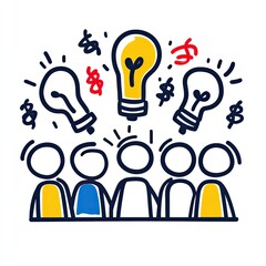 Fototapeta premium Group brainstorming ideas, generating inspiration, working together, sharing solutions