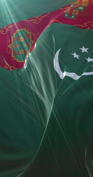 Flag of Turkmenistan. 4K Vertical. Loop