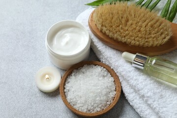 Beautiful spa composition on the table in spa room