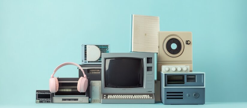 Vintage technology collection featuring nostalgic retro devices and gadgets