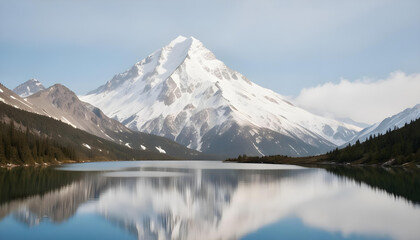 Scenic view of lake and snowcapped mountains against sky. Snowy mountains reflecting on a lake. ice mountains , snow, lake. 