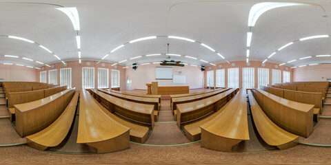 full seamless spherical 360 hdri panorama view in modern empty conference and in a huge lecture...