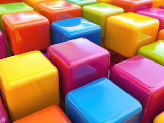 Fototapeta premium Vibrant Cubes: Colorful Blocks Design Abstract Background