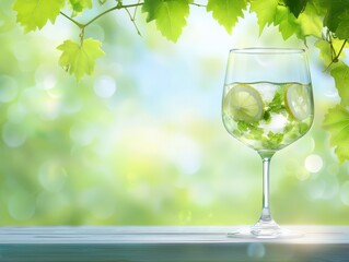 Glass of refreshing lemon water with hint of mint, the perfect summer cooler