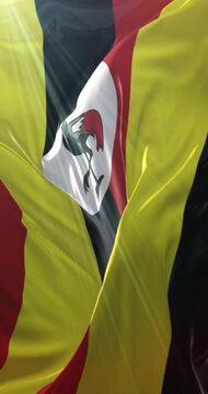 Flag of Uganda. 4K Vertical. Loop