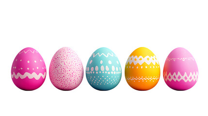Obraz premium Collection of Hand Painted Colorful Easter Eggs on transparent PNG background